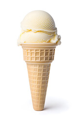 Ice cream scoops in a cone, isolated on white background