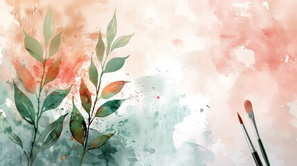 Floral Watercolor Banner with Soft Pink Blossoms