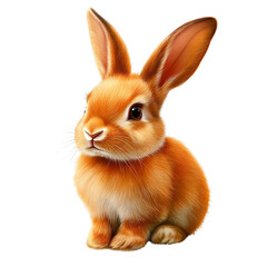 Obraz premium Cute orange rabbit sitting, on transparent background.