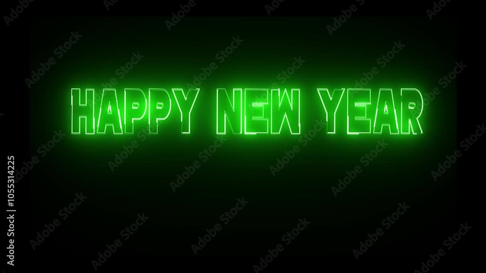 Poster text new year neon effect animation. animation looping glowing text for happy new year. new year ani