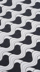Abstract white and black wave pavement pattern background. Vector file layered for easy manipulation and coloring.
