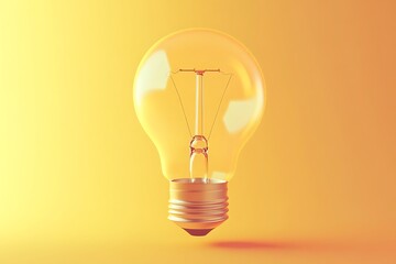 Light Bulb on Yellow Background