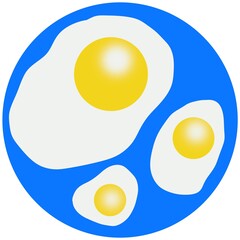 The eggs in blue dish