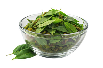 green salad in a glass bowl isolated on white