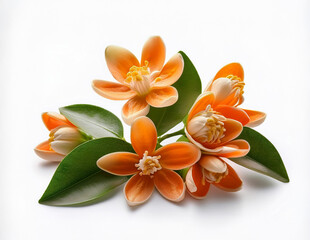 Fototapeta premium Orange Tree Blossom, orange flowers isolated on white background, perfume flower, perfume flower oils, perfume essential flowers, perfume essential oils