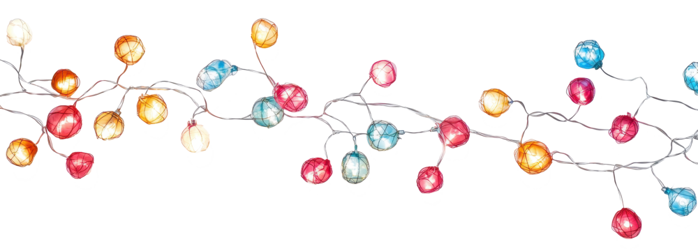 christmas light chains isolated on transparent background