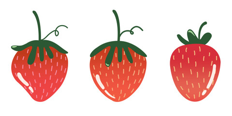 Strawberry isolated, Set of strawberry fruit vector.