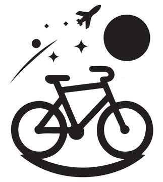 black bicycle space travel scene clip art preview