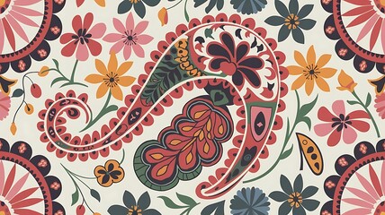 Traditional oriental seamless paisley pattern. Vintage flowers background. Decorative ornament backdrop for fabric, textile, wrapping paper, card, invitation, wallpaper, web design.