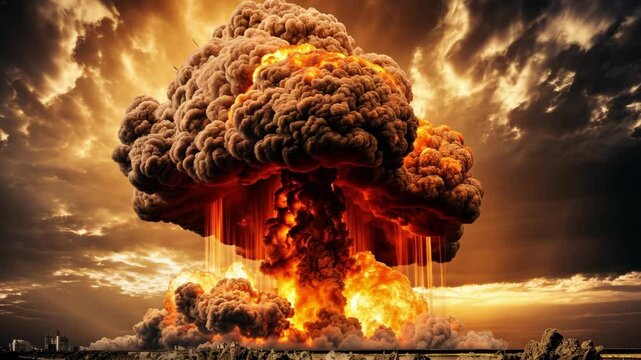 A nuclear explosion in city. The consequences of the disaster.