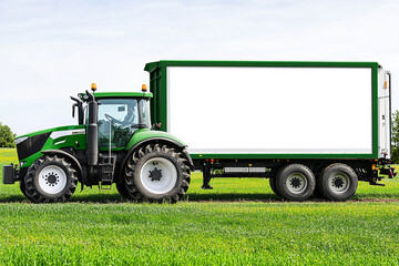 tractor with blank side mock up on white background