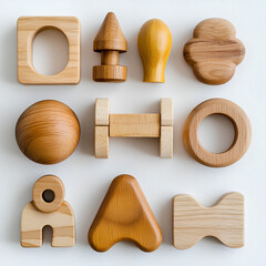 Wooden Toys Set  Natural Wood Blocks  Educational Toys for Kids  Baby Toys  Montessori  Sensory...