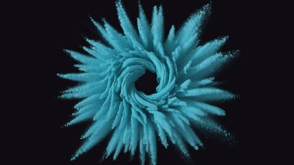 Fototapeta premium Abstract Turquoise Powder Explosion on Black Background