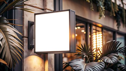 Blank Signboard Mockup on Brick Wall.
