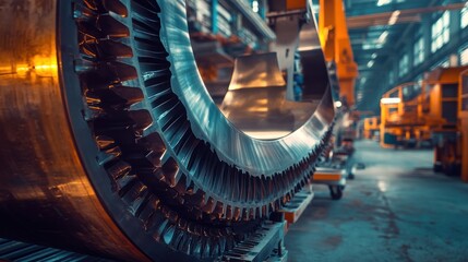 Wind turbine blade fabrication process, capturing the essence of modern renewable power production.
