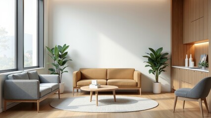 Contemporary Minimalist Dental Waiting Room with Cozy Elements