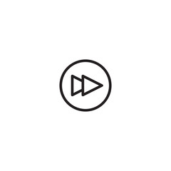 An icon representing fast forward, skipping ahead, or speeding up. The circle and arrows symbolize the action of moving quickly through content. Editable icon.