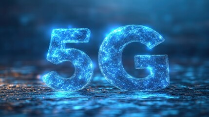 5G Network Symbol Made of Glowing Blue Lines