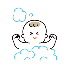 お風呂で洗われる赤ちゃん
