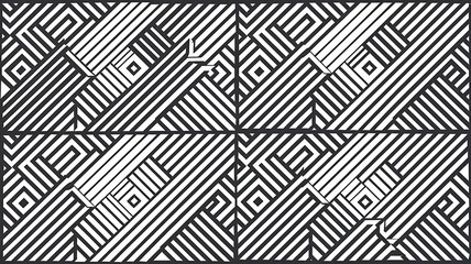 Abstract geometric line and square seamless pattern. Vector illustration for modern design. Black, white color.