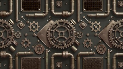 Fototapeta premium 3d industrial seamless pattern vector illustration