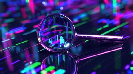 Magnifying Glass on a Neon Background