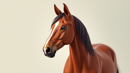 Obraz premium Stylized Chestnut Horse Portrait with Smooth Surface