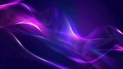 Abstract Purple and Blue Waves with Glowing Lines
