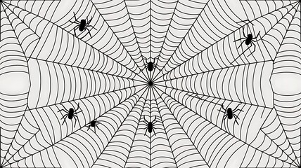 Fototapeta premium Seamless spider web. Connected black lines on white background