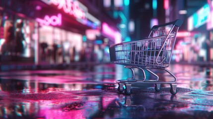 Shopping Cart in Neon City