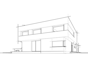 house building sketch architecture 3d illustration