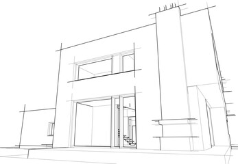 house building sketch architecture 3d illustration