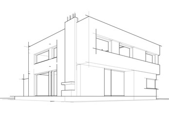 house building sketch architecture 3d illustration