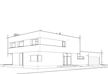 house building sketch architecture 3d illustration