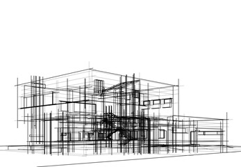 house building sketch architecture 3d illustration