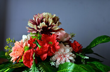 beautiful colorful bouquet of flowers in a vase