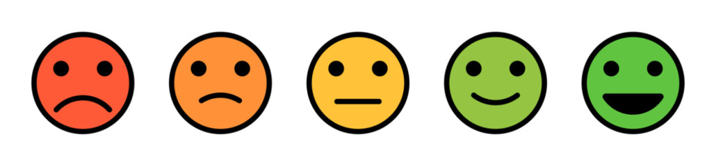 Fototapeta premium Colored Emoji Faces Showing Satisfaction Levels