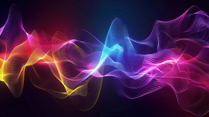 Abstract Neon Wave with Colorful Lines