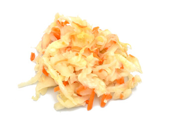 Sauerkraut lies in a mountain on a white background.