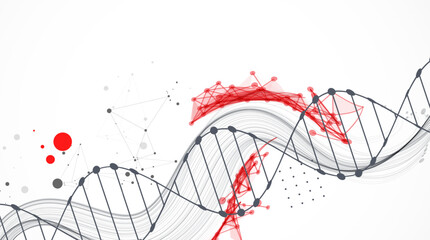 Science template, wallpaper or banner with a DNA molecules. Hand drawn vector.