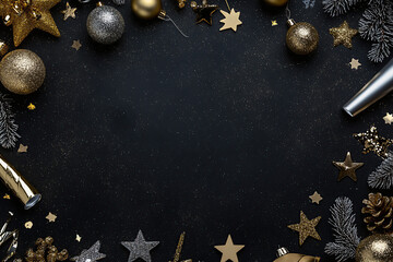 Glamorous Holiday Decor with Gold and Silver Baubles and Stars