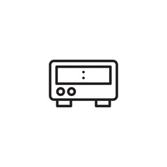 Icon representing a digital clock or timer. Digital display with buttons for control. Device for measuring time or other values. Editable icon.