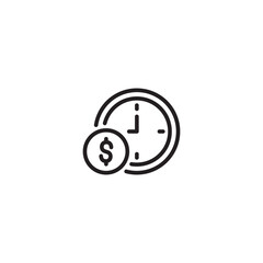Icon representing the value of time and money. Symbol of the cost of time or earning potential. Time management for business success. Editable icon.
