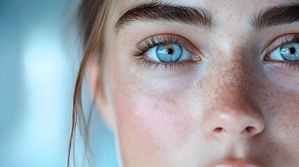 Fototapeta premium Futuristic Beauty Editor Showcasing Glowing Makeup Products Through a Sleek Holographic Interface in a Modern Studio Setting