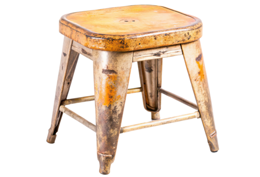 Rusty metal bar stool isolated with transparent background
