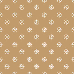Christmas seamless pattern with snowflakes on gold background. Perfect for wallpaper, gift paper, winter greeting cards. Vector illustration