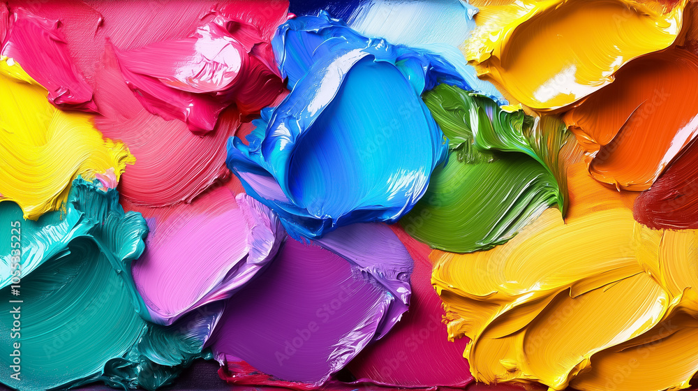 Poster bold paint strokes intertwine, creating a captivating tapestry of colors and textures that inspire c