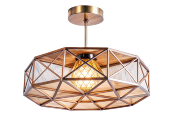 Geometric pendant light fixture isolated with transparent background
