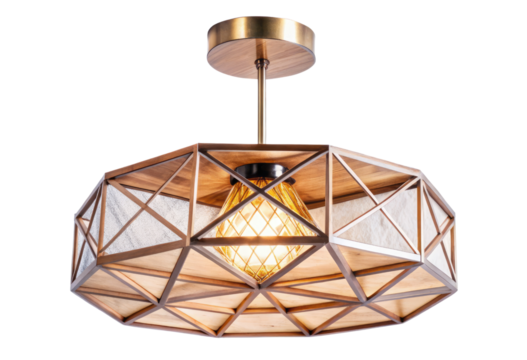 Geometric pendant light fixture isolated with transparent background