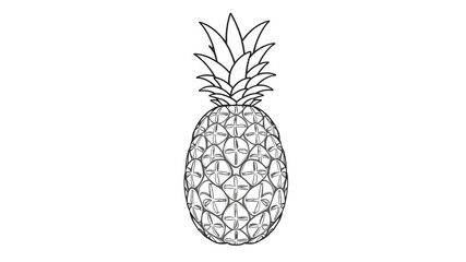 Pineapple outline illustration. Generative AI
